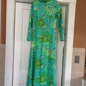 Keram New York Teal Floral Long Sleeve Dress